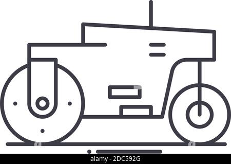 Steamroller icon, linear isolated illustration, thin line vector, web design sign, outline concept symbol with editable stroke on white background. Stock Vector
