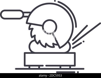 Steel cut off machine icon, linear isolated illustration, thin line vector, web design sign, outline concept symbol with editable stroke on white Stock Vector