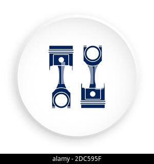 car engine piston in neomorphism style on white background. Engine operation, oil change, car service inspection in workshop. Vector Stock Vector