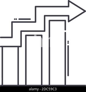 Stats icon, linear isolated illustration, thin line vector, web design sign, outline concept symbol with editable stroke on white background. Stock Vector