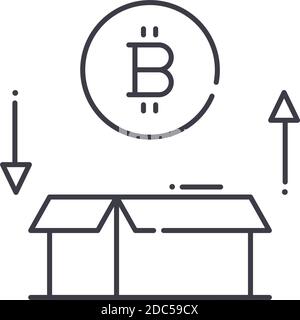 Transaction block icon, linear isolated illustration, thin line vector, web design sign, outline concept symbol with editable stroke on white Stock Vector