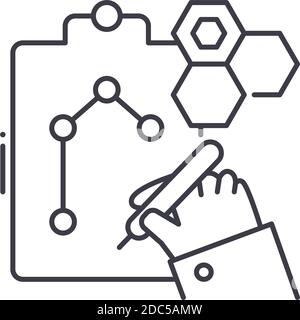Scientific formula icon, linear isolated illustration, thin line vector, web design sign, outline concept symbol with editable stroke on white Stock Vector