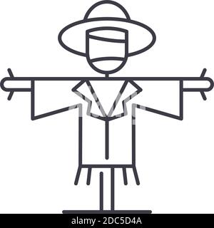Scarecrow icon, linear isolated illustration, thin line vector, web design sign, outline concept symbol with editable stroke on white background. Stock Vector