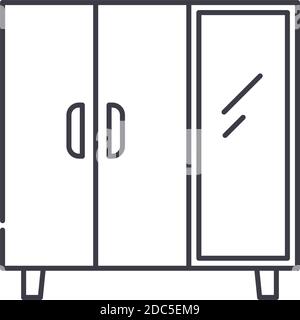 Lockers icon, linear isolated illustration, thin line vector, web design sign, outline concept symbol with editable stroke on white background. Stock Vector