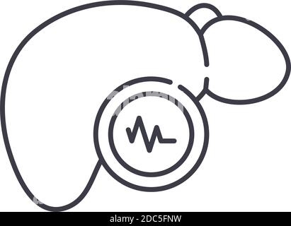 Liver diseases icon, linear isolated illustration, thin line vector, web design sign, outline concept symbol with editable stroke on white background. Stock Vector