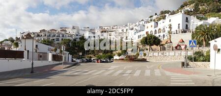 Nerja village architecture with white painted houses in Andalusia, Spain. Stock Photo