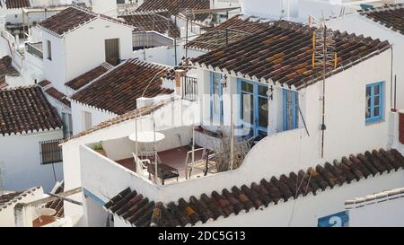 Nerja village architecture with white painted houses in Andalusia, Spain. Stock Photo