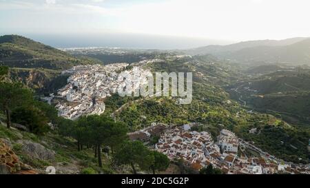 Nerja village architecture with white painted houses in Andalusia, Spain. Stock Photo