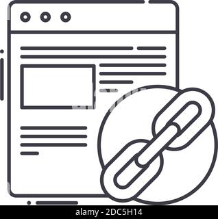 Link building icon, linear isolated illustration, thin line vector, web design sign, outline concept symbol with editable stroke on white background. Stock Vector