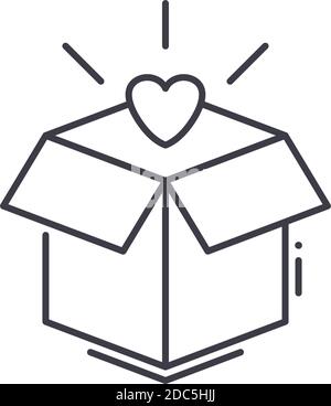 Like gift box icon, linear isolated illustration, thin line vector, web design sign, outline concept symbol with editable stroke on white background. Stock Vector