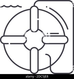 Lifesaver icon, linear isolated illustration, thin line vector, web design sign, outline concept symbol with editable stroke on white background. Stock Vector
