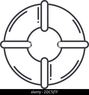 Lifebuoy support image icon, linear isolated illustration, thin line vector, web design sign, outline concept symbol with editable stroke on white Stock Vector