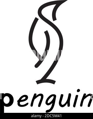 Creative logo of a simple penguin. Vector isolated abstract illustration Stock Vector