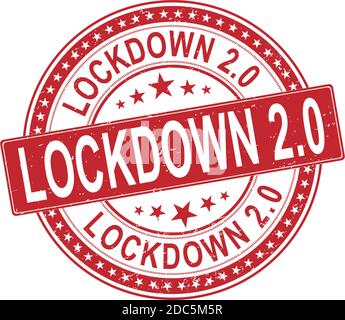 Lockdown 2 Rubber Stamp. Red Lockdown Rubber Grunge Stamp Seal Vector Illustration - Vector Stock Vector