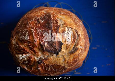Freshly baked sourdough loaf Stock Photo
