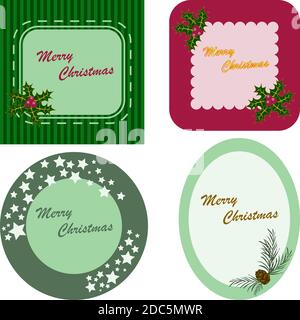 Set of colorful frames for New Year and Christmas greeting card Stock Vector