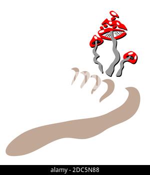 Toes fungus conceptual eps10 vector illustration, with symbolic fly agaric. Stock Vector