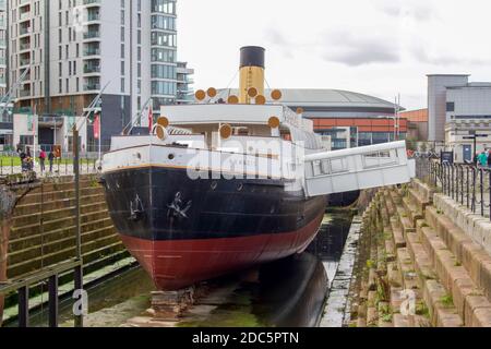 Belfast, County Antrim, Northern Ireland - September 21, 2018: Hamilton Dry Dock at the Titanic Museum in Belfast, Northern Ireland. Stock Photo