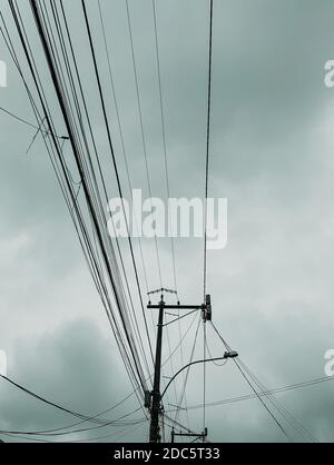 The power transmission lines in Rio de Janeiro during a cloudy day ...