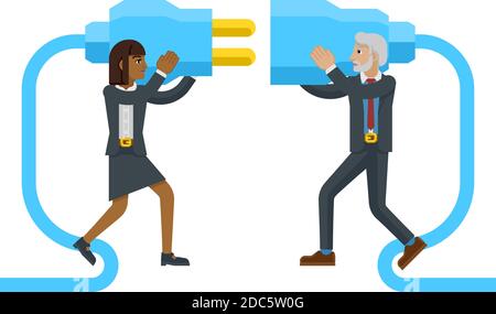 Connecting Plug Fitting Together Business Concept Stock Vector