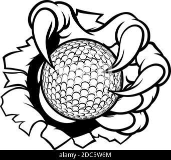 Golf Ball Claw Monster Sports Hand Stock Vector