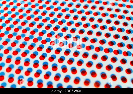 3D red and blue dots pattern overlapping on white background Stock Photo