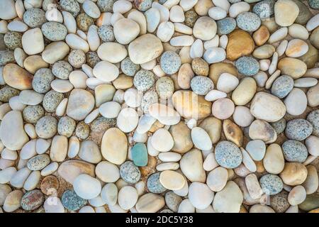 Abstract nature pebbles background. Blue pebbles texture. Stone background. Blue vintage color. Sea pebbles beach. Beautiful nature, zen and inspire Stock Photo