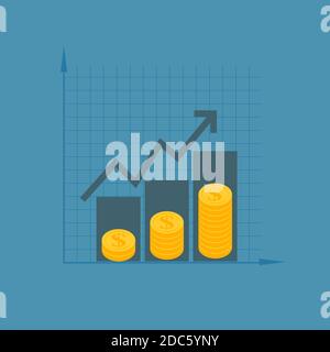 Financial growth concept. Finance performance of return on investment ROI with arrow. Illustration Stock Photo