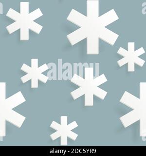 Seamless pattern with snowflakes. Vector illustration that simulates the cut out paper style. Stock Vector