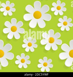 Seamless pattern with flowers in spring. Vector illustration that simulates the cut out paper style. Stock Vector