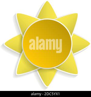 Vector illustration that simulates the cut out paper style of a radiant sun. Stock Vector