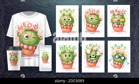 Sweet cactus poster and merchandising Stock Vector