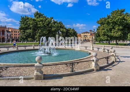 View of central fountain in Prato della Valle, Padua, Veneto, Italy Stock Photo