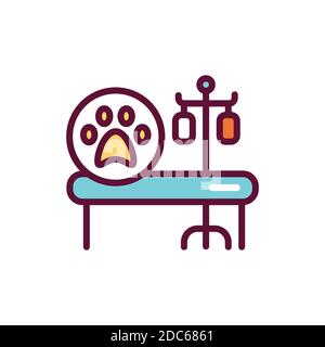 Animal operating hospital room and equipment line color icon. Isolated vector element. Outline pictogram for web page, mobile app, promo. Stock Vector
