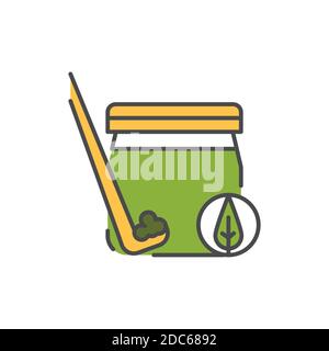 Matcha powder color line icon. Pictogram for web page, mobile app, promo. Stock Vector