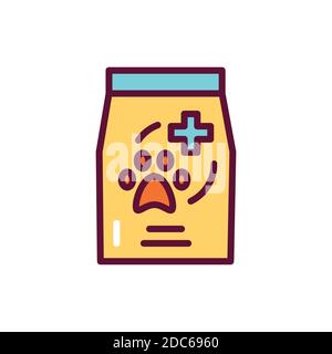 Medical food for pets color line icon. Isolated vector element. Outline pictogram for web page, mobile app, promo. Stock Vector