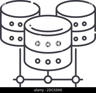 Data center concept icon, linear isolated illustration, thin line vector, web design sign, outline concept symbol with editable stroke on white Stock Vector