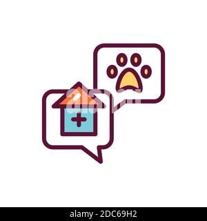 Consultation with veterinarian line color icon. House call. Isolated vector element. Outline pictogram for web page, mobile app, promo. Stock Vector