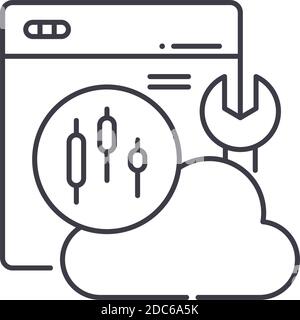 Data adjustment concept icon, linear isolated illustration, thin line vector, web design sign, outline concept symbol with editable stroke on white Stock Vector