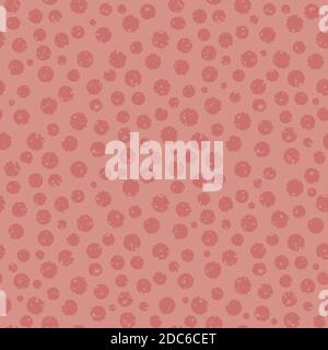 Tonal pink grunge paint spatter textured vector seamless pattern background. Textural organic painted circles monochrome backdrop. Tossed random Stock Vector