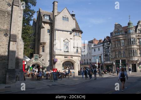 Carfax in Oxford City Centre on a busy summer day in the UK, taken on the 15th of September 2020