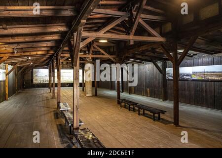 Lublin, Lubelskie / Poland - 2019/08/17: Interior of the prisoners’ barracks in Majdanek KL Lublin Nazis concentration and extermination camp - Konzen Stock Photo