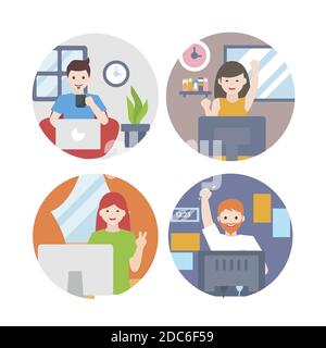 Employees working from home Vector illustration Stock Vector