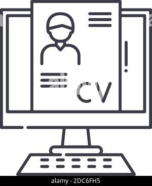 Cv resume icon, linear isolated illustration, thin line vector, web design sign, outline concept symbol with editable stroke on white background. Stock Vector