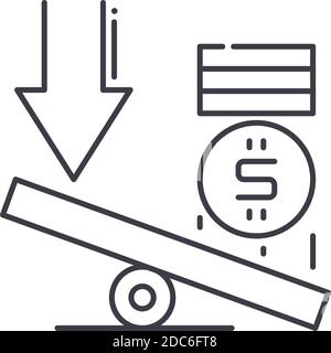 Credit leverage icon, linear isolated illustration, thin line vector, web design sign, outline concept symbol with editable stroke on white background Stock Vector