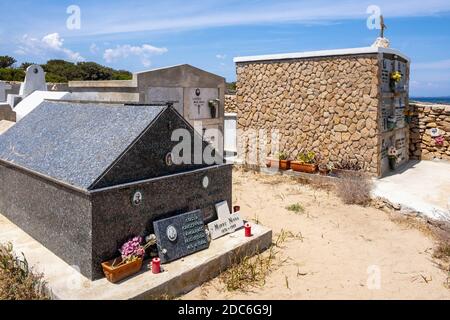 Tavolara, Sardinia / Italy - 2019/07/18: Historic cemetery of the proclaimed Kingdom of Tavolara royal family Bertoleoni of Isola Tavolara island on T Stock Photo