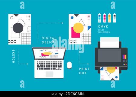 Digital printing concept Vector illustration Stock Vector