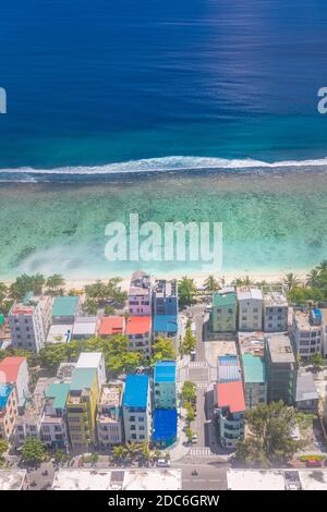 Maldives islands. Maldivian capital from above. Abstract cityscape Stock Photo