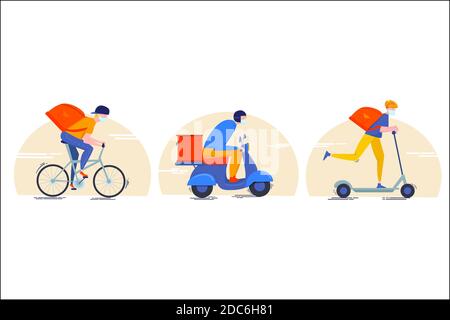 Delivery service with masks concept Vector illustration Stock Vector