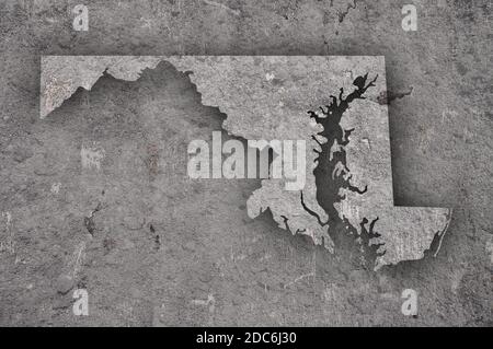 Map of Maryland on weathered concrete Stock Photo - Alamy